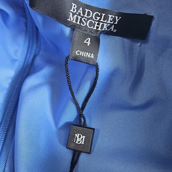 BADGLEY MISCHKA  Regatta Blue Sheath Midi Dress. Size 4 NWT - Picture 3 of 15